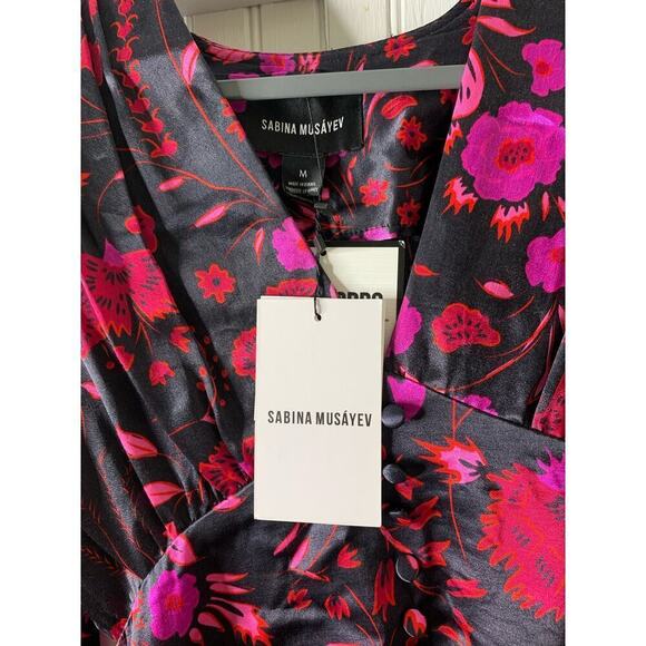 NWT Sabina Musayev Danica Dark Floral Mini Dress - Picture 5 of 7